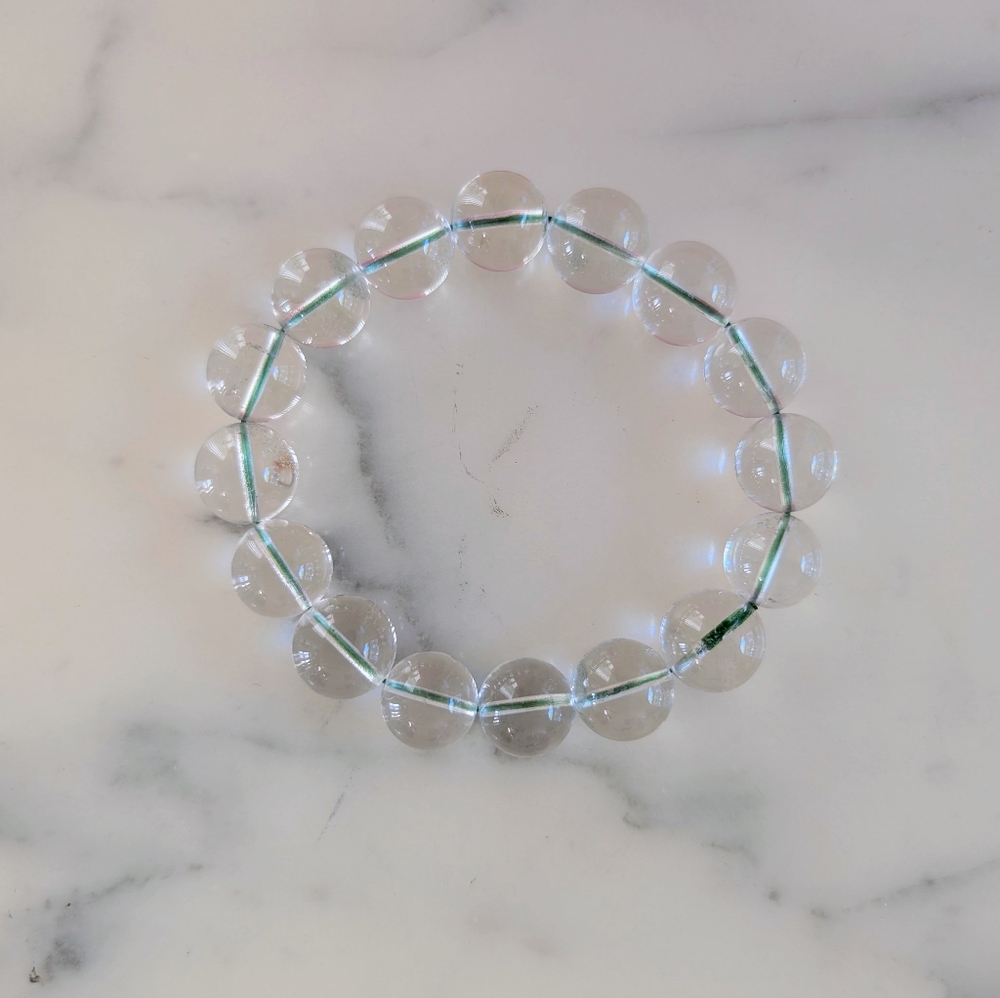 Elegant Clear Quartz Beaded Stretchable Bracelet.